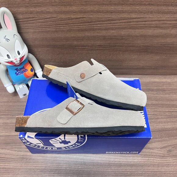 Birkenstock Boston taupe suede mule clogs - Picture 6 of 9